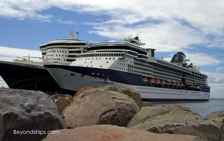 Cruise ships Celebrity Constellation and Queen Mary 2