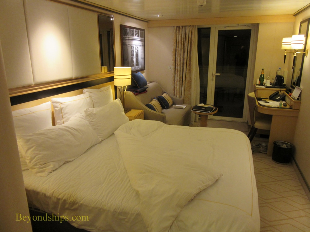 Sheltered balcony stateroom on Queen Mary 2 