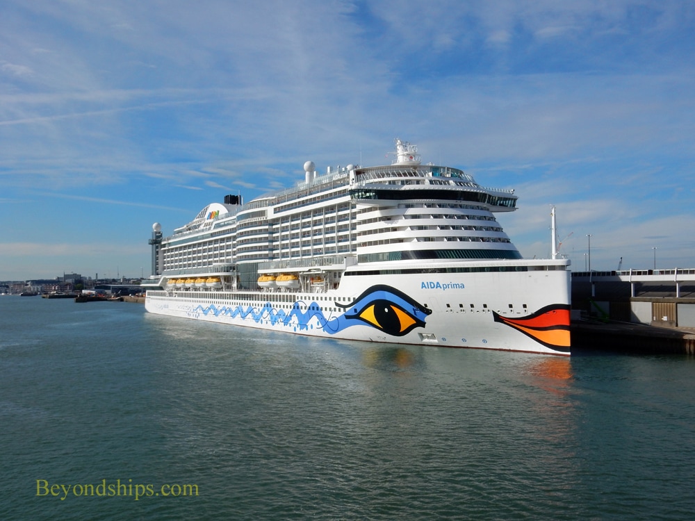 AIDAprima cruise ship in Southampton, England