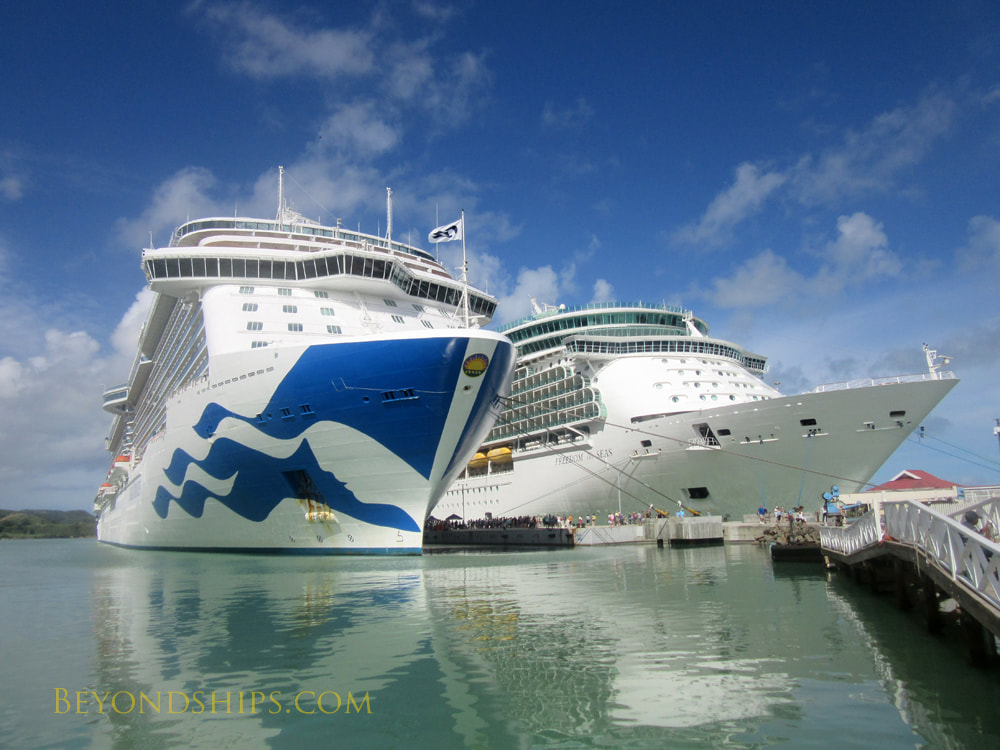 Regal Princess cruise ship and Freedom of the Seas cruise ship