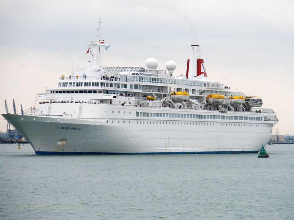 Black Watch cruise ship in Southampton, England