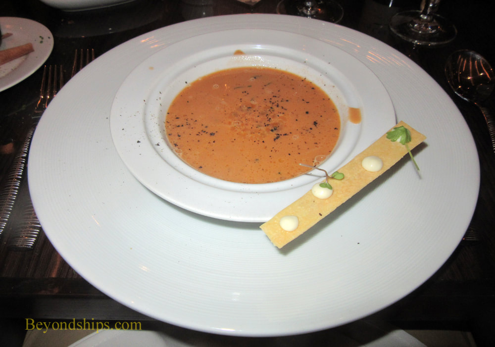 Lobster bisque on Fahrenheit 555 steakhouse on cruise ship Carnival Horizon