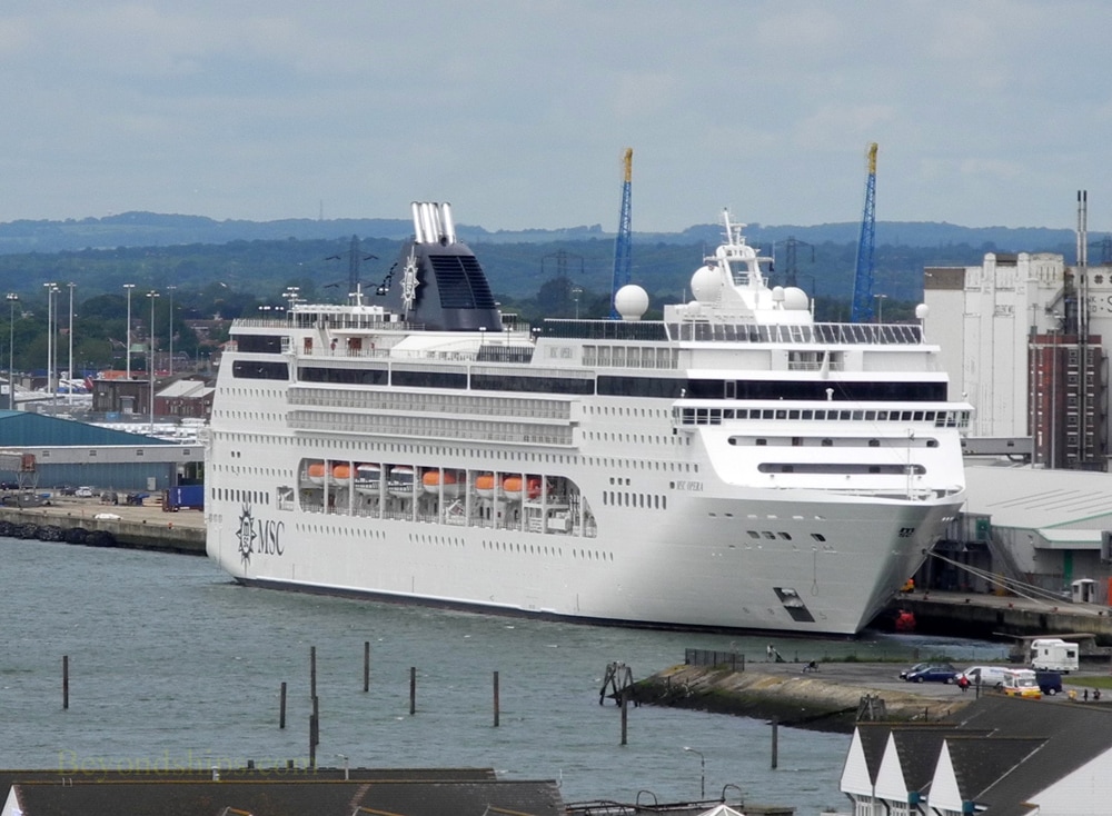 MSC Opera cruise ship in Southampton, England