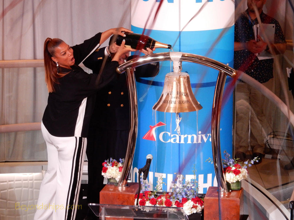 Queen Latifah and Captain DeAnglis naming cruise ship Carnival Horizon