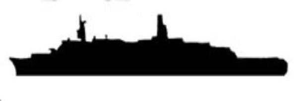 Silhouette of QE2 in her Falklands War congiguration