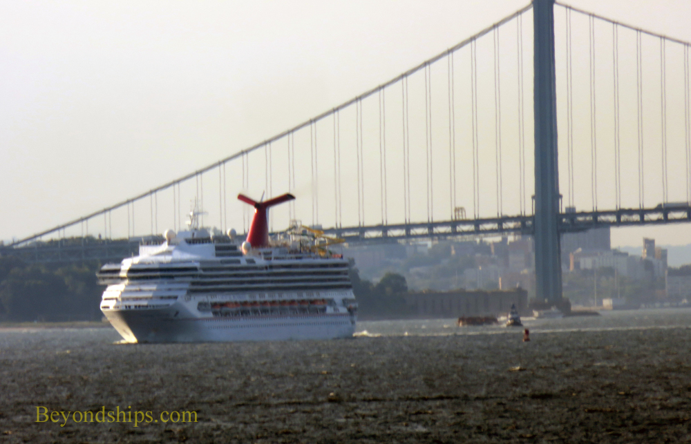 Carnival Sunshine, cruise ship and Verrazano Bridge